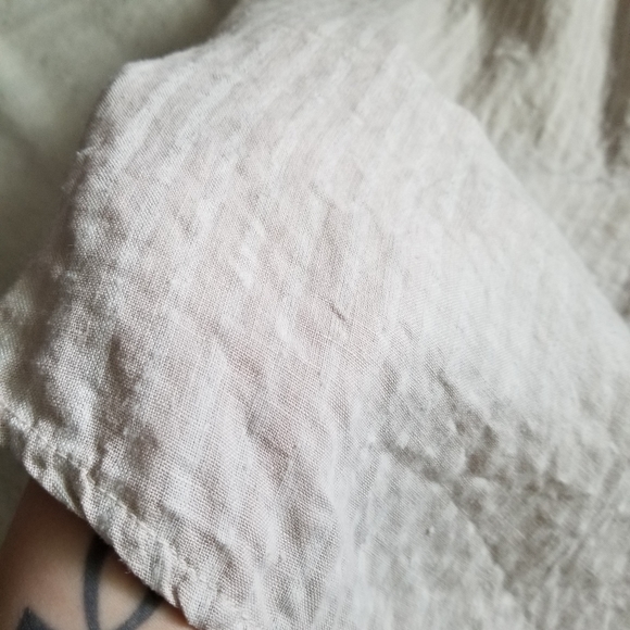 🇮🇹 VANESSA ALEXANDRA Linen Blend Ruffle Neck Dress Size S - Picture 8 of 11